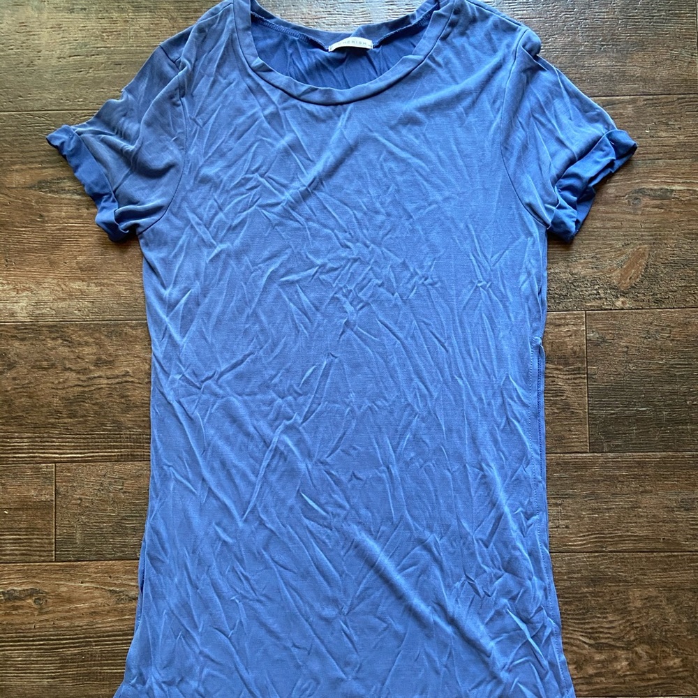 Boutique tunic split sides rolled sleeves